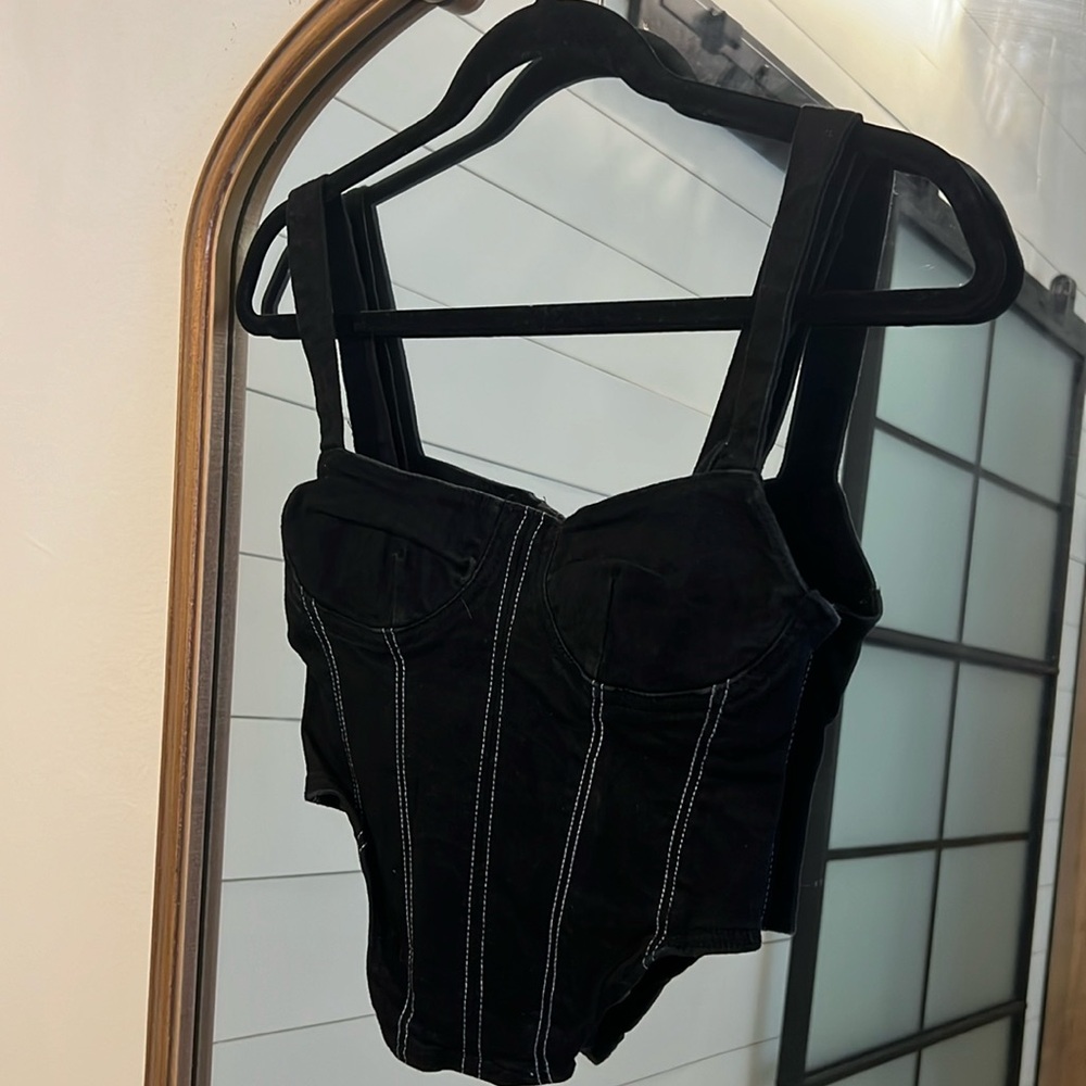 NWT - Zara Black Denim Corset Top